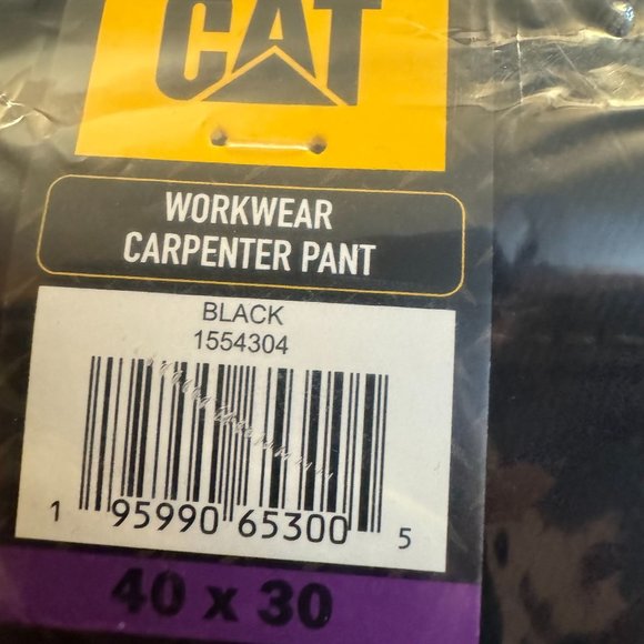 CAT Caterpillar Sz 40X30 Black Men's Workwear Carpenter Pants - Picture 7 of 7